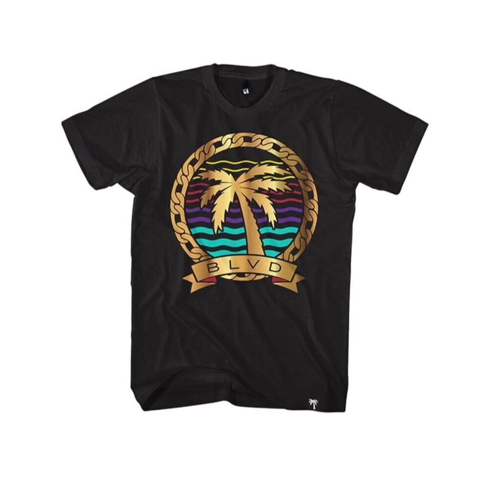 BLVD‎ Supply Men's Black T-Shirt Loose Fit Palm Tree Logo Size 3XL Short sleeve